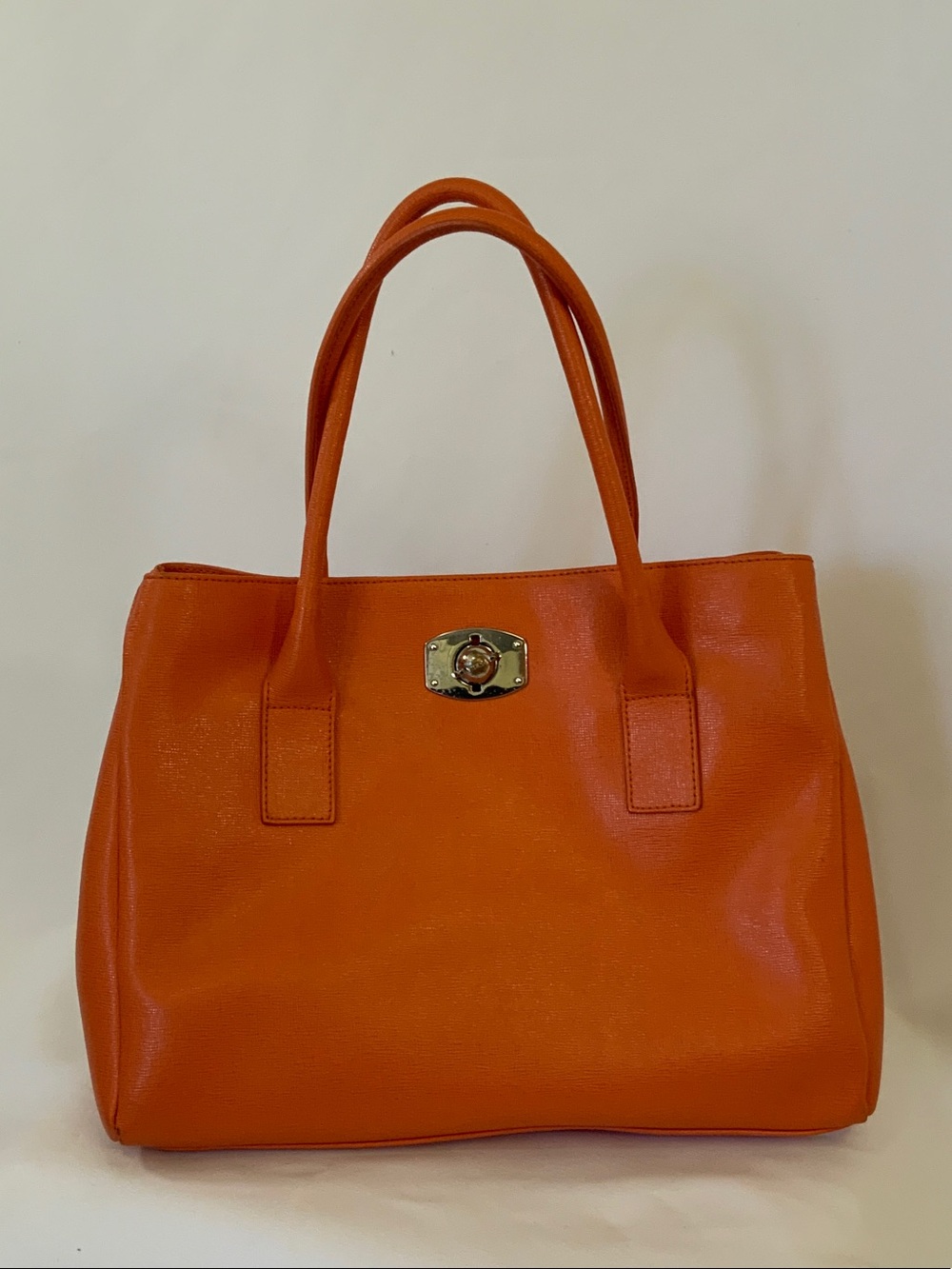 Orange Leather Tote Handbag - Stylish Everyday Carry